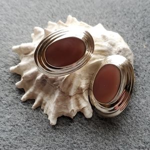 Large Sterling Silver Pink Shell Earrings